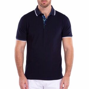 Bespoke Dark Blue Polo with White Trim Size XL